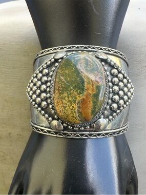 Bohemian Artisan Stone Cuff Bracelet